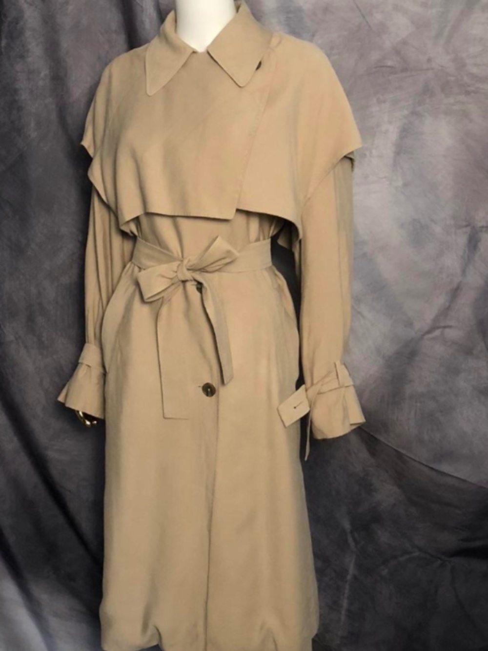 eon Designer Trench Coat Belted Oversized Luxury Long Coat Size Small - Picture 4 of 9